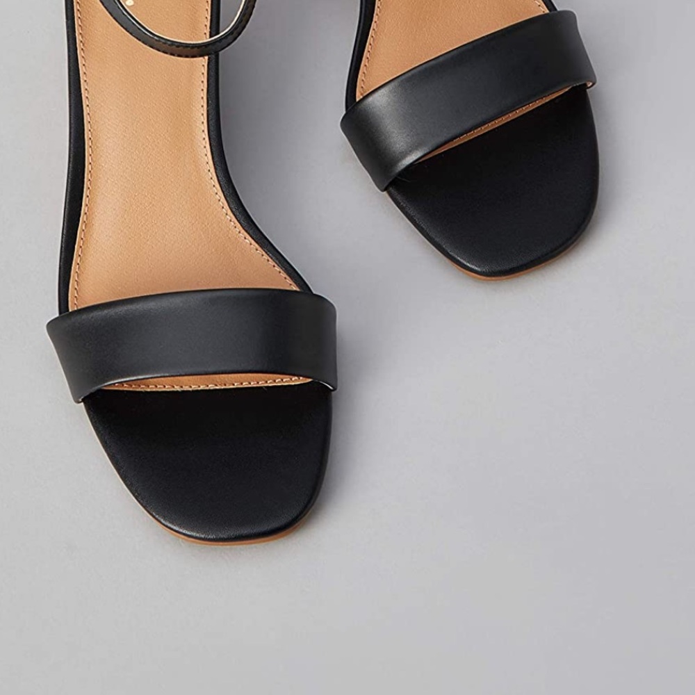 Black Summer Leather Kitten Heel Wedge Sandal - Picture 6 of 13